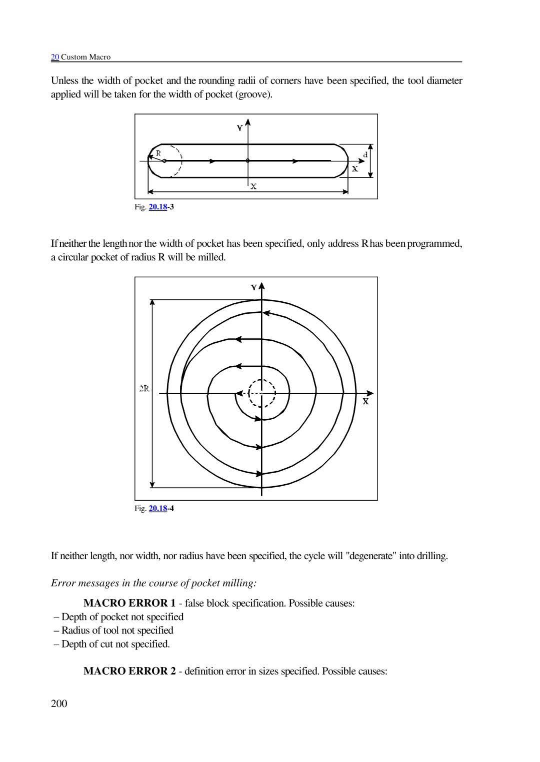 NCT Group 2000M, 99M manual Error messages in the course of pocket milling 