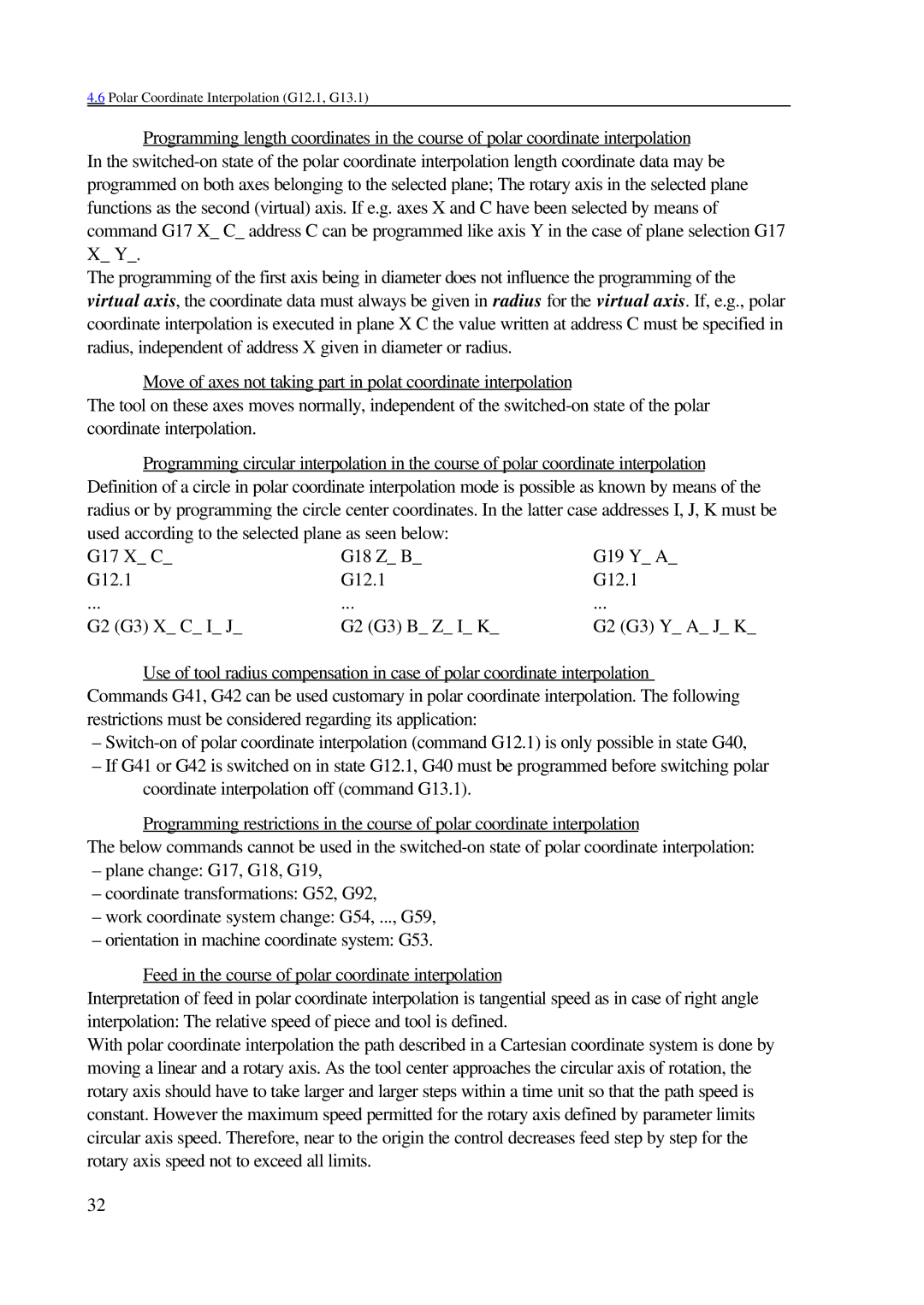 NCT Group 2000M, 99M manual Polar Coordinate Interpolation G12.1, G13.1 