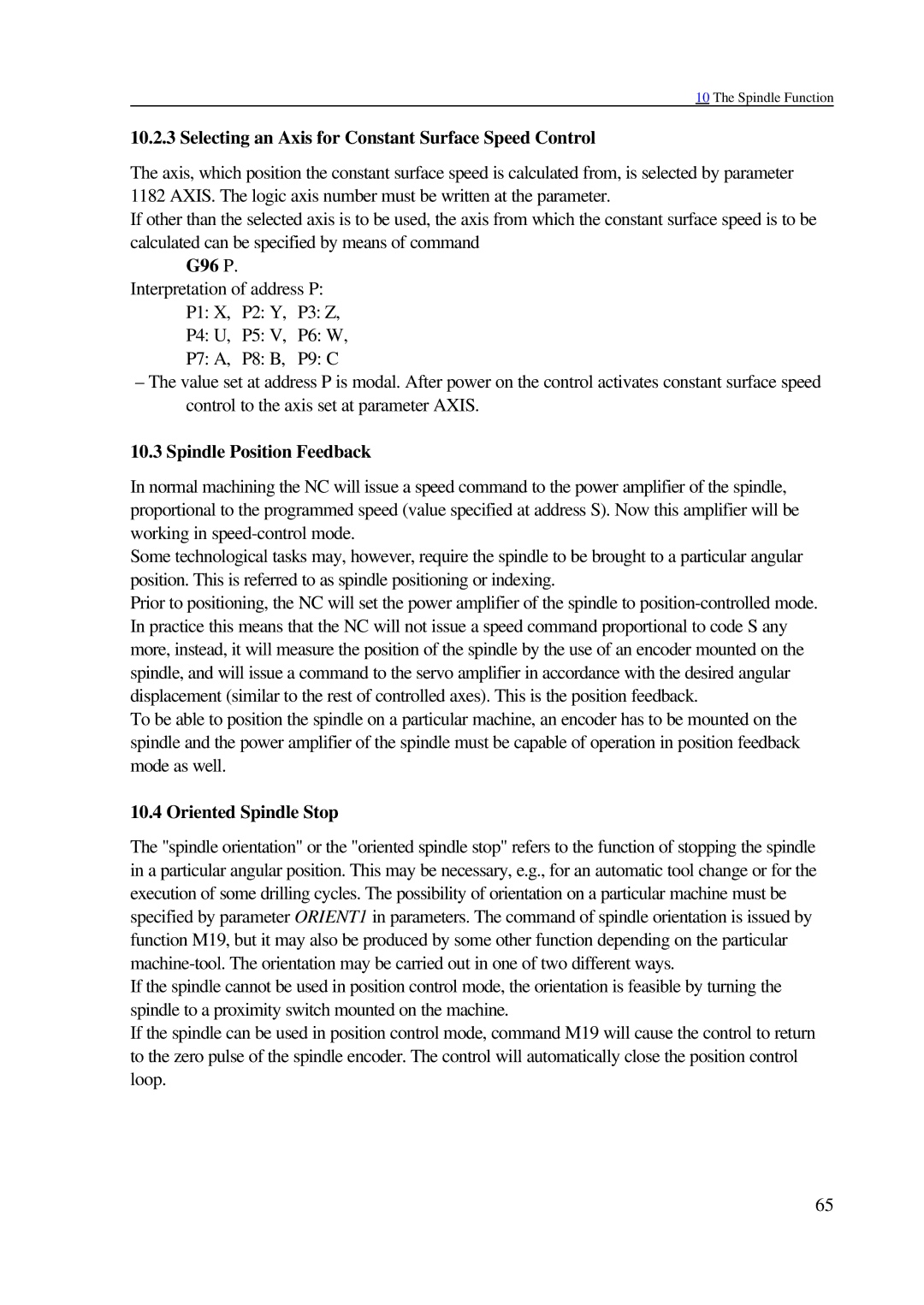 NCT Group 99M, 2000M manual Selecting an Axis for Constant Surface Speed Control, G96 P. Interpretation of address P 