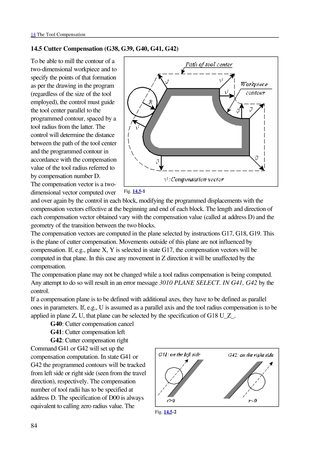 NCT Group 2000M, 99M manual Cutter Compensation G38, G39, G40, G41, G42 