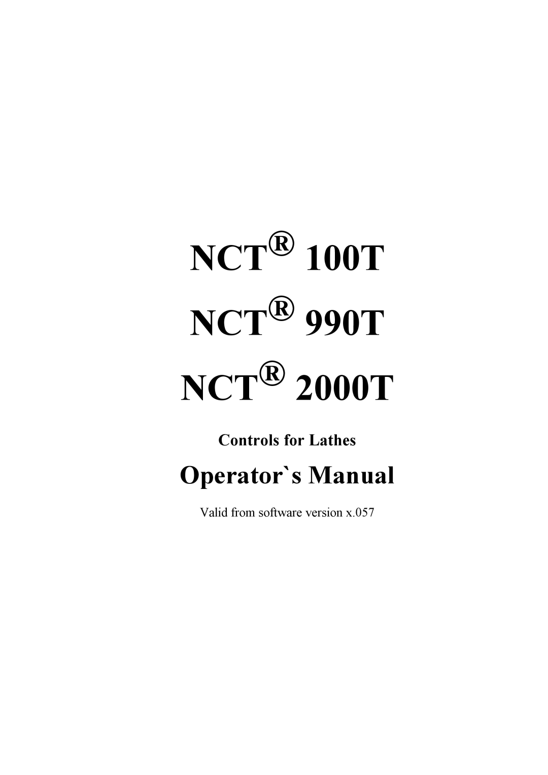 NCT Group manual NCT 100T NCT 990T NCT 2000T 