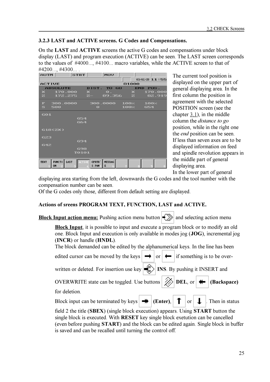 NCT Group NCT 990T, NCT 100T, NCT 2000T manual Last and Active screens. G Codes and Compensations 