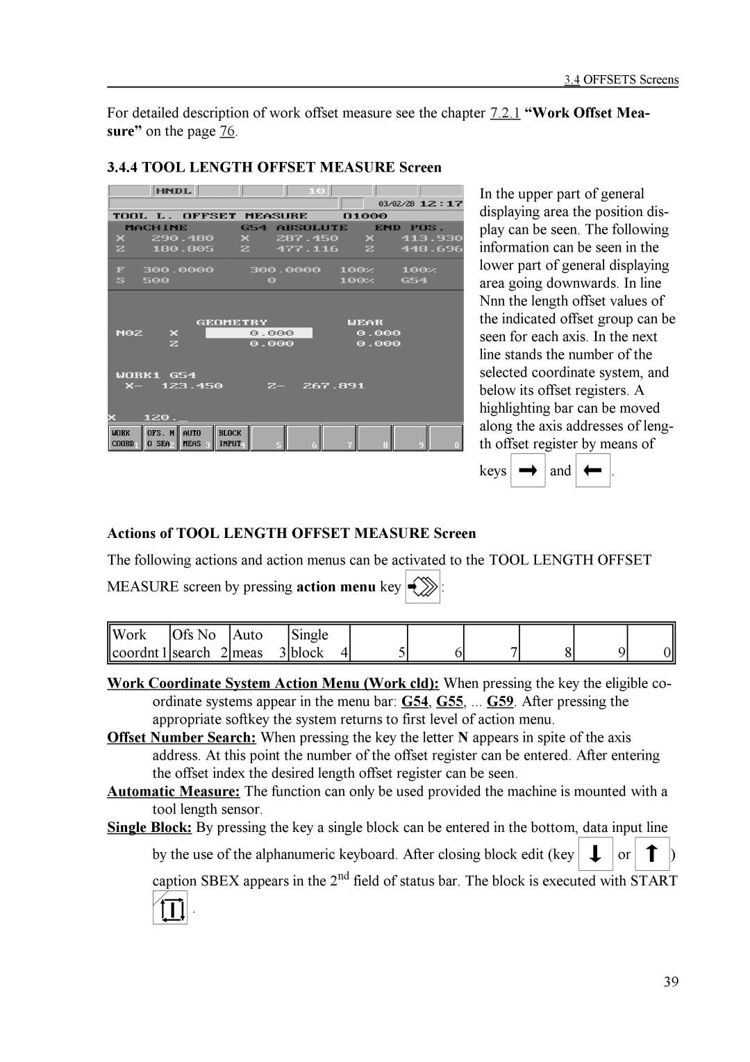 NCT Group NCT 100T, NCT 990T, NCT 2000T manual Actions of Tool Length Offset Measure Screen 