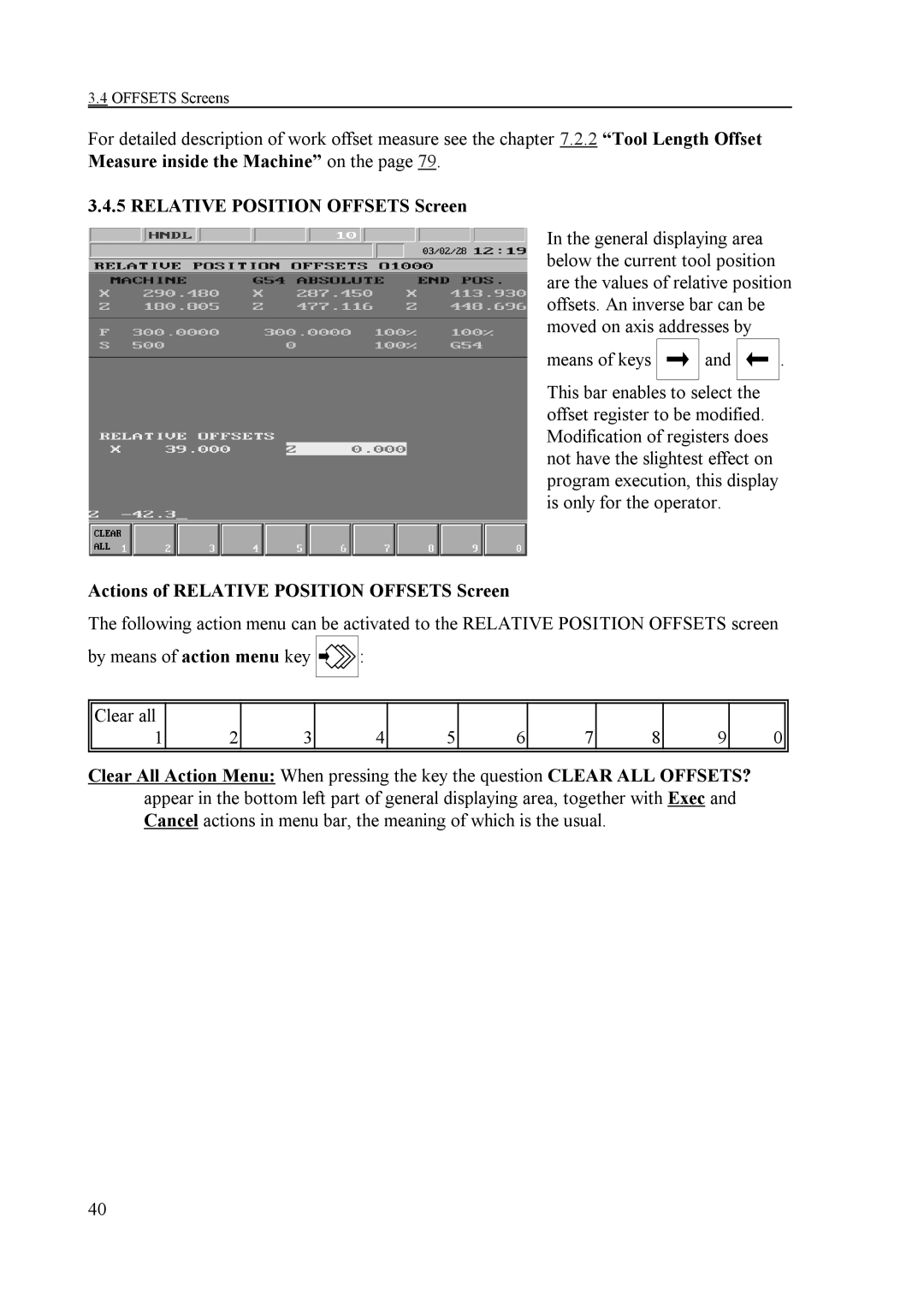 NCT Group NCT 990T, NCT 100T, NCT 2000T manual Actions of Relative Position Offsets Screen 