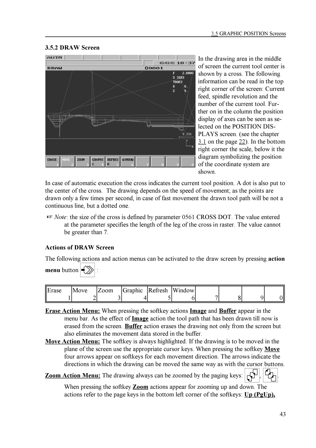 NCT Group NCT 990T, NCT 100T, NCT 2000T manual Actions of Draw Screen 