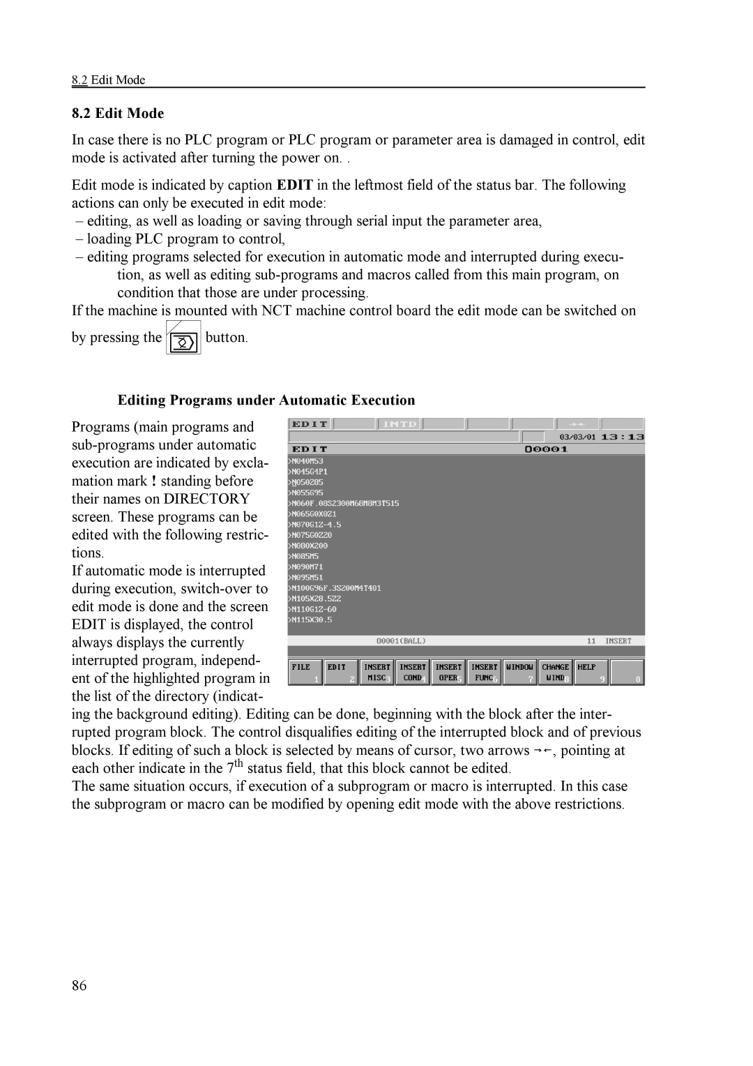 NCT Group NCT 2000T, NCT 100T, NCT 990T manual Edit Mode, Editing Programs under Automatic Execution 