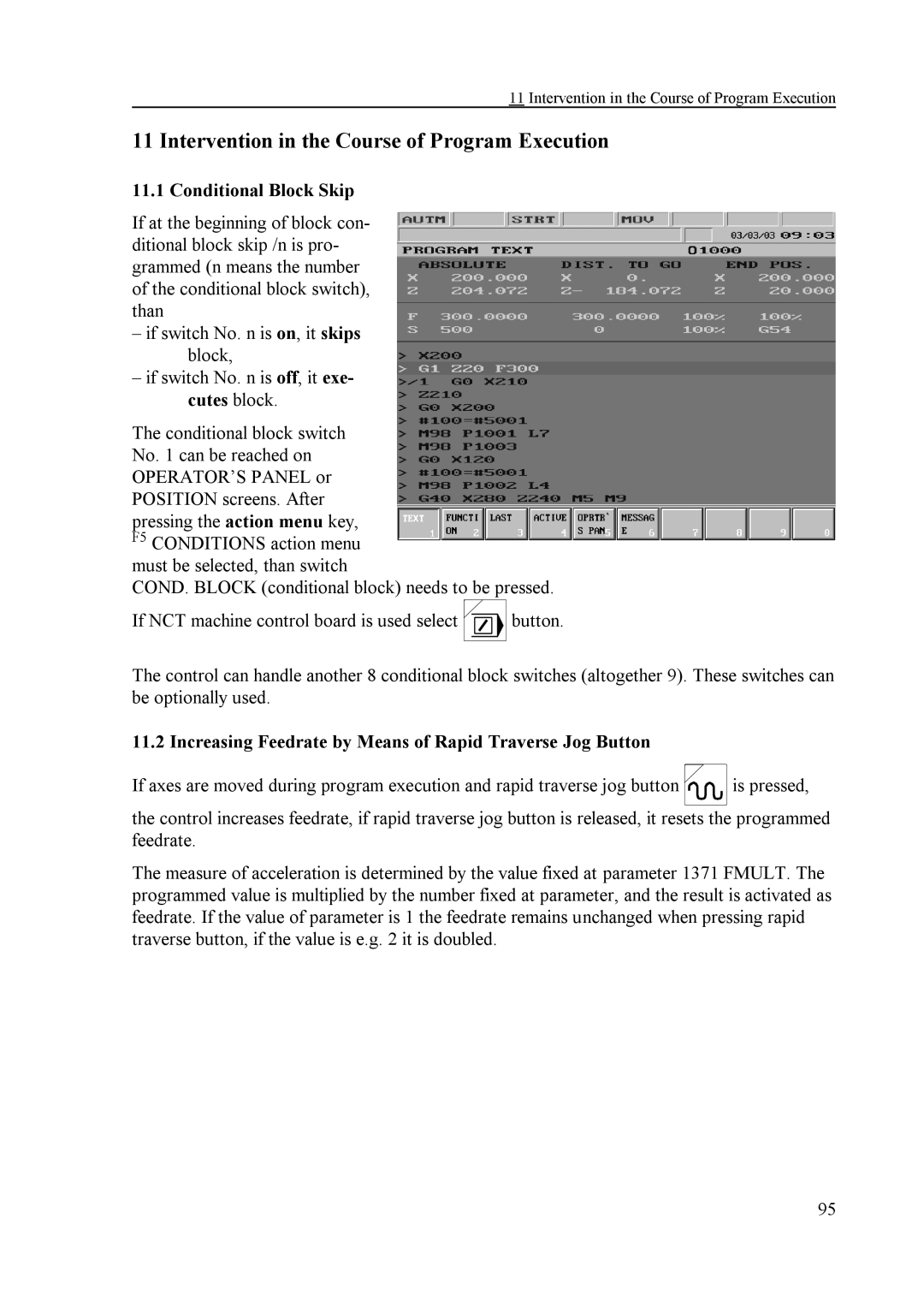 NCT Group NCT 2000T, NCT 100T, NCT 990T manual Intervention in the Course of Program Execution, Conditional Block Skip 