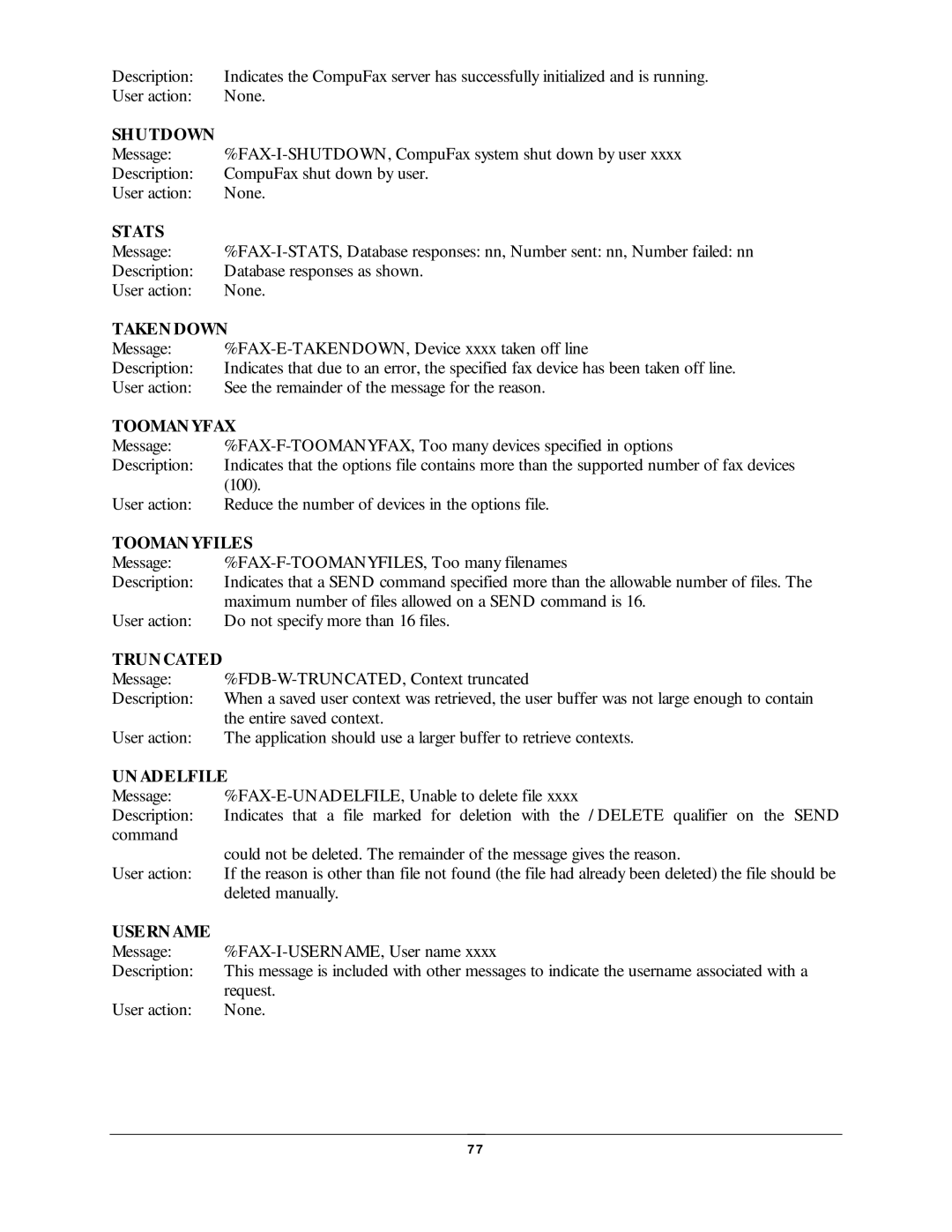 NDC comm CompuFax user manual SH Utdown, Stats, Taken Down, Tooman Yfax, Tooman Yfiles, UN Adelfile 