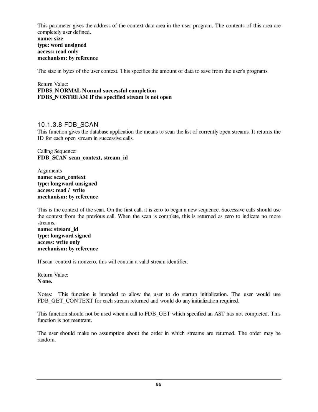 NDC comm CompuFax user manual Fdbscan scancontext, streamid, One 