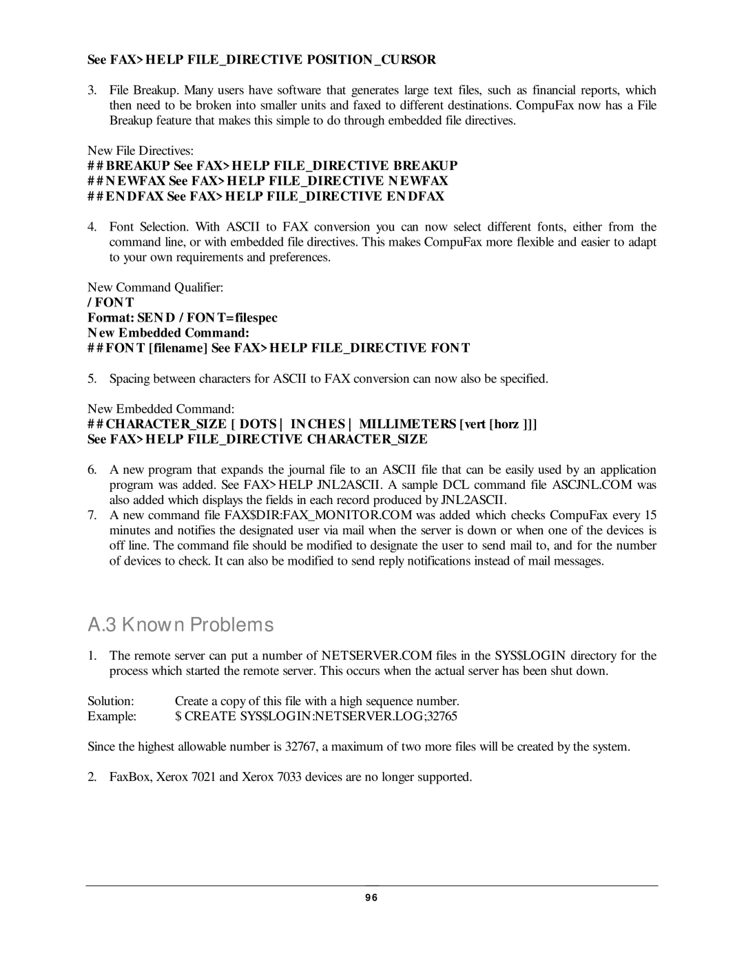 NDC comm CompuFax user manual Known Problems, See FAX Help Filedirective Position Cursor, Solution 