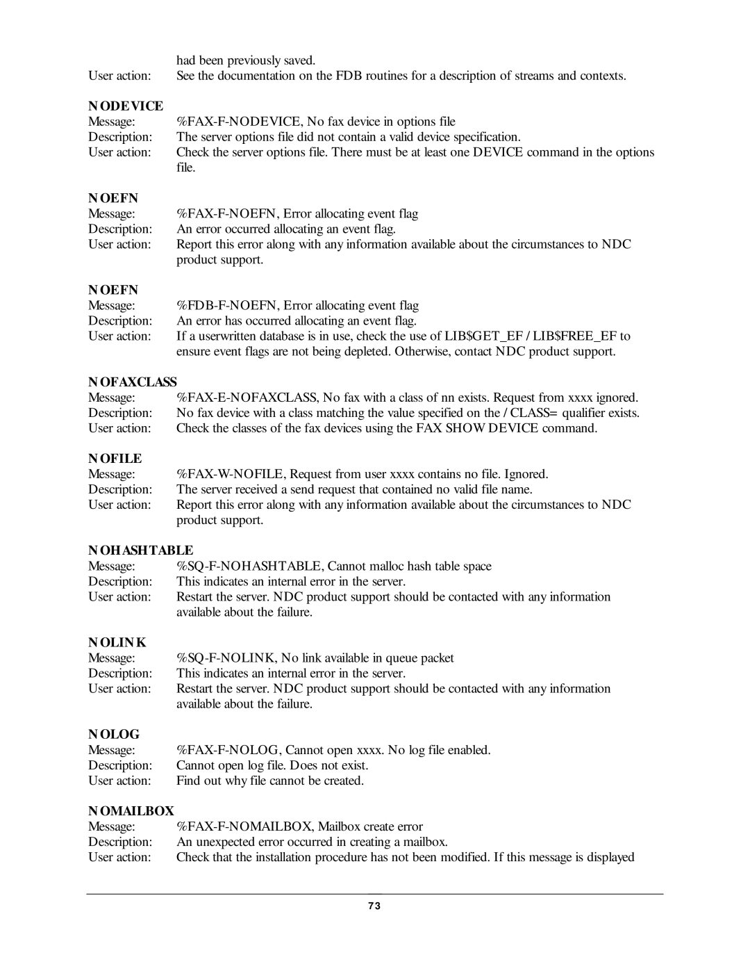 NDC comm CompuFax user manual Odevice, Oefn, Ofaxclass, Ofile, OH ASH Table, Olin K, Olog 