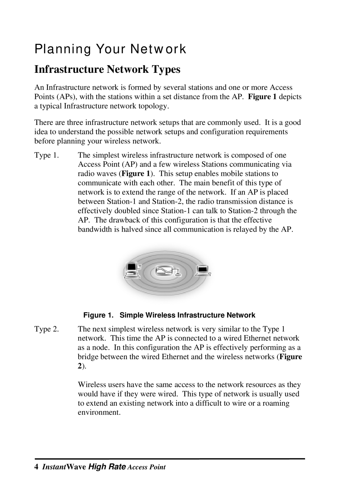 NDC comm Instant Wave manual Planning Your Network, Infrastructure Network Types 