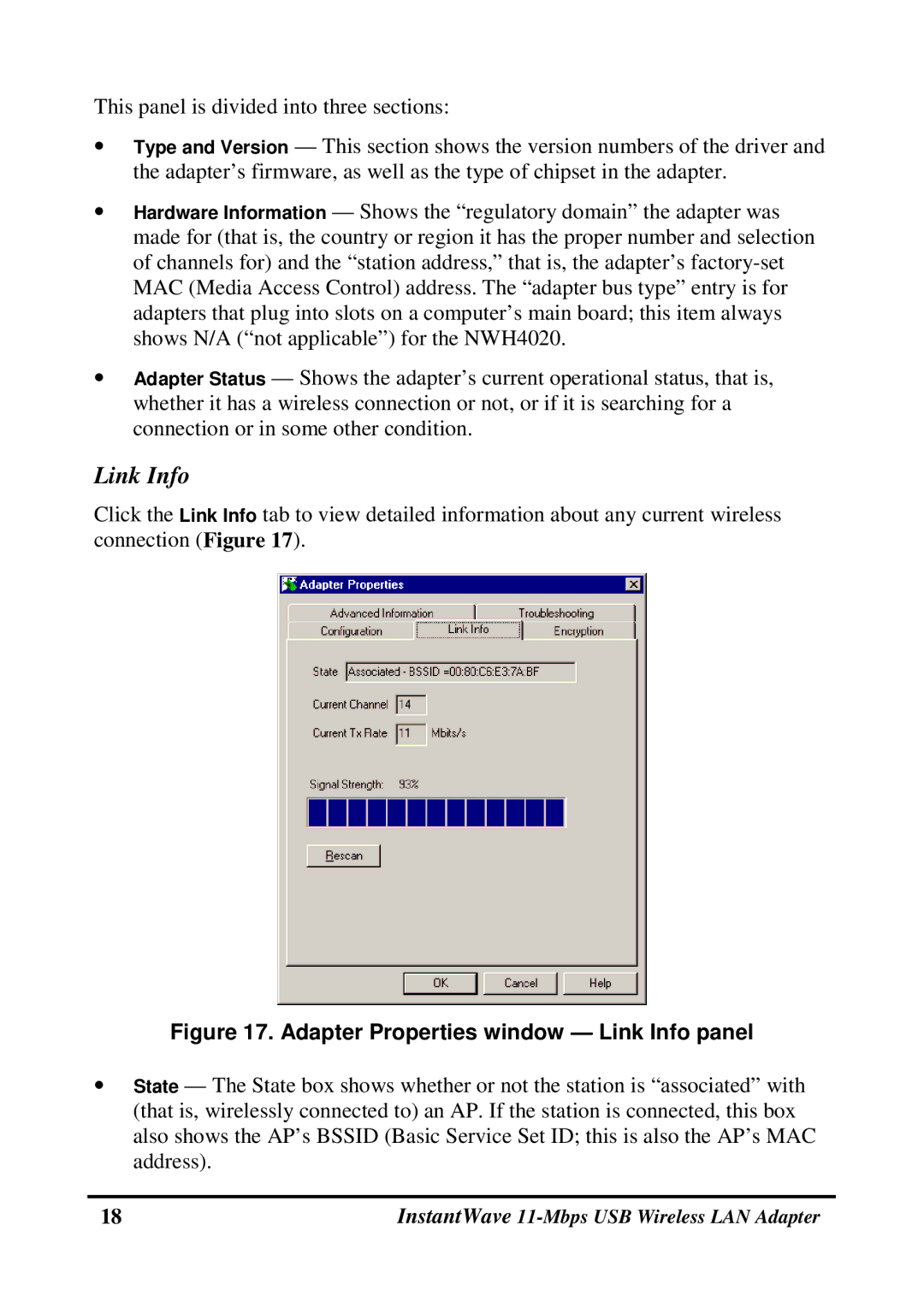 NDC comm NWH4020 manual Link Info 