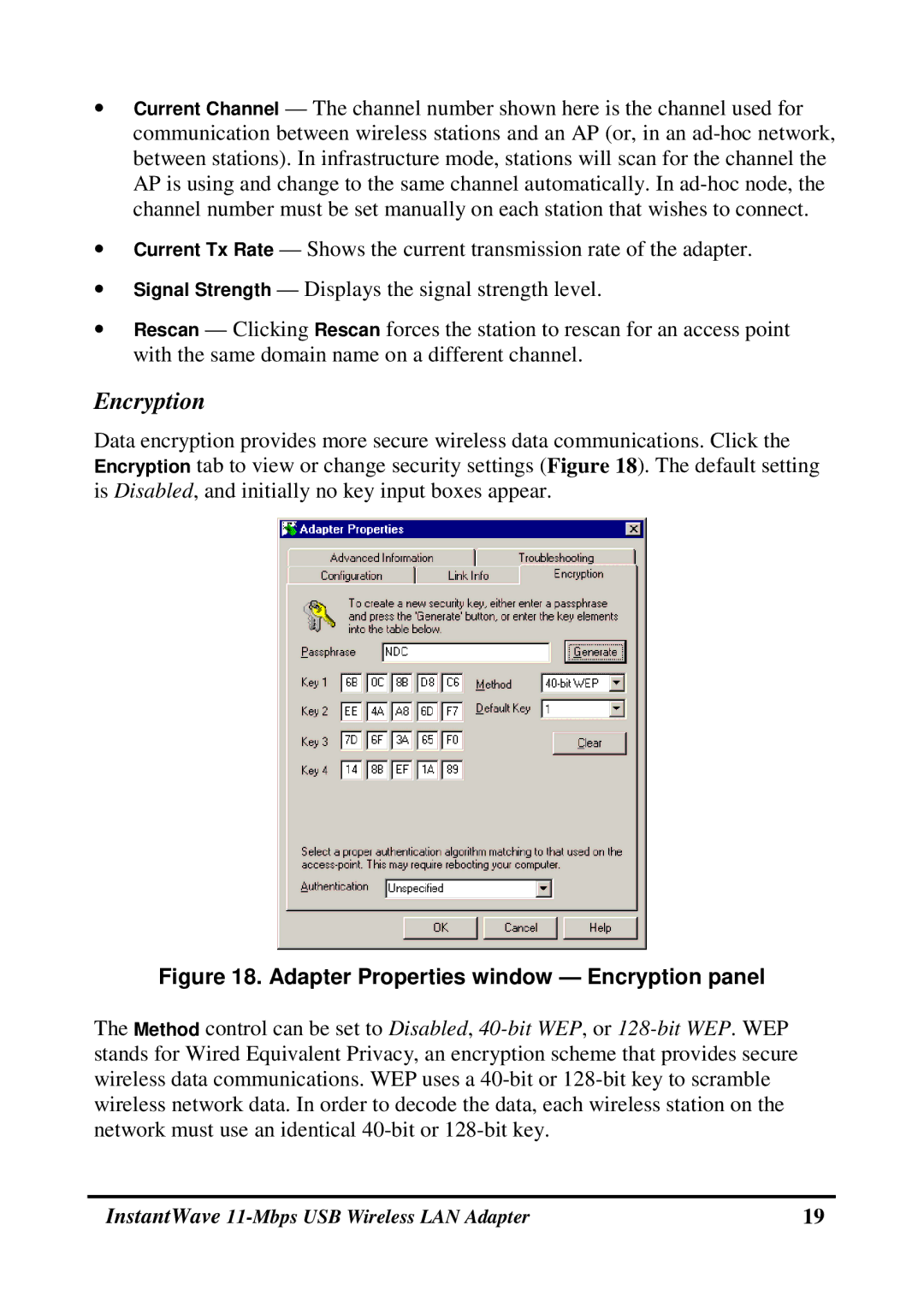 NDC comm NWH4020 manual Encryption 