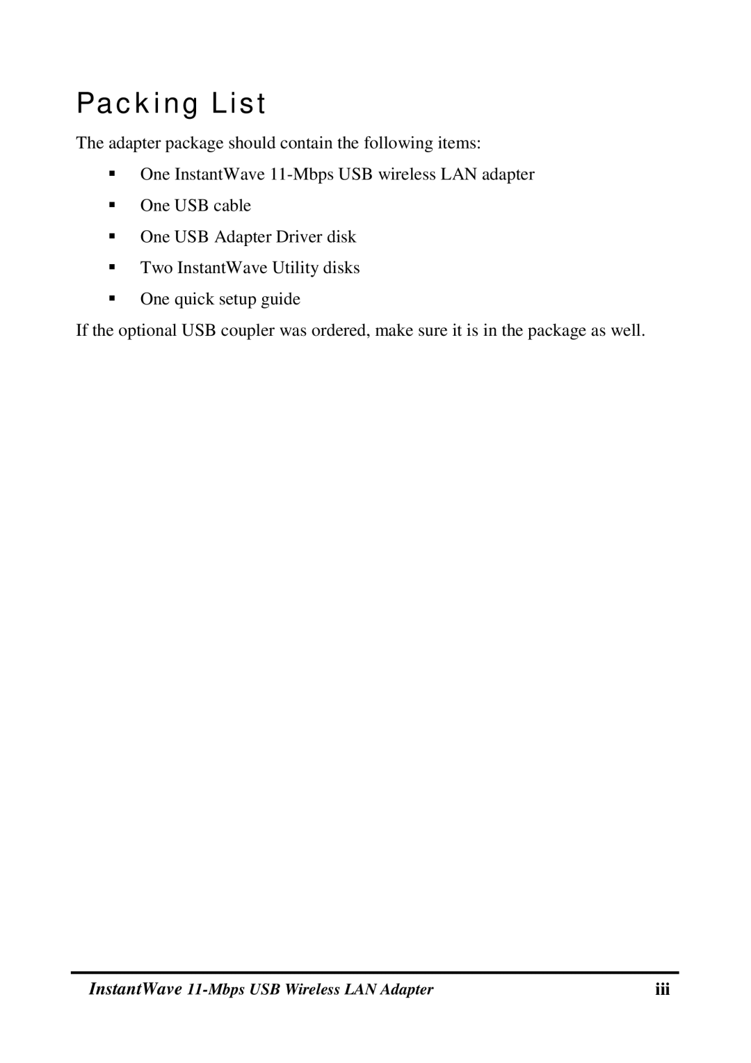 NDC comm NWH4020 manual Packing List 