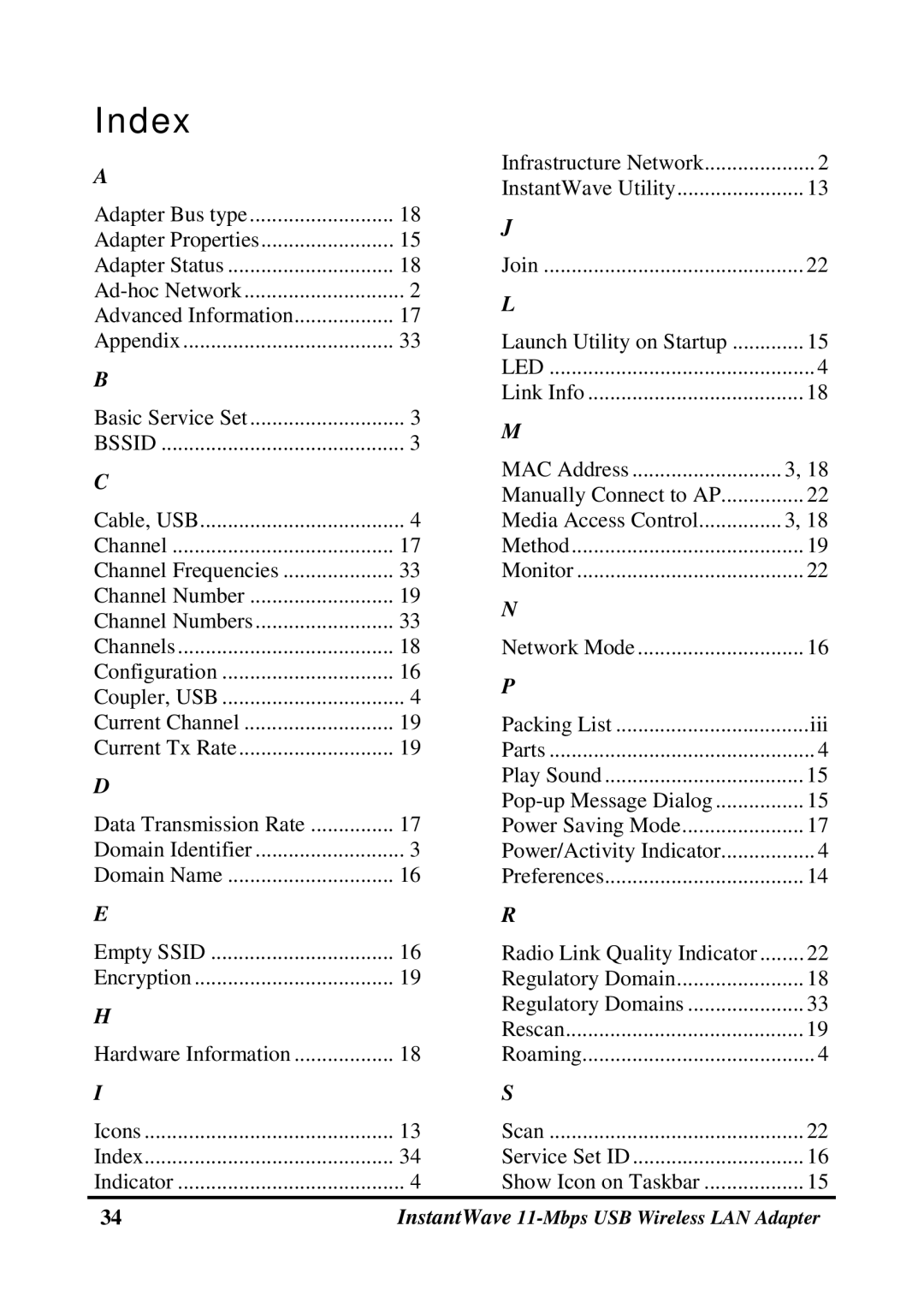 NDC comm NWH4020 manual Index, Bssid 