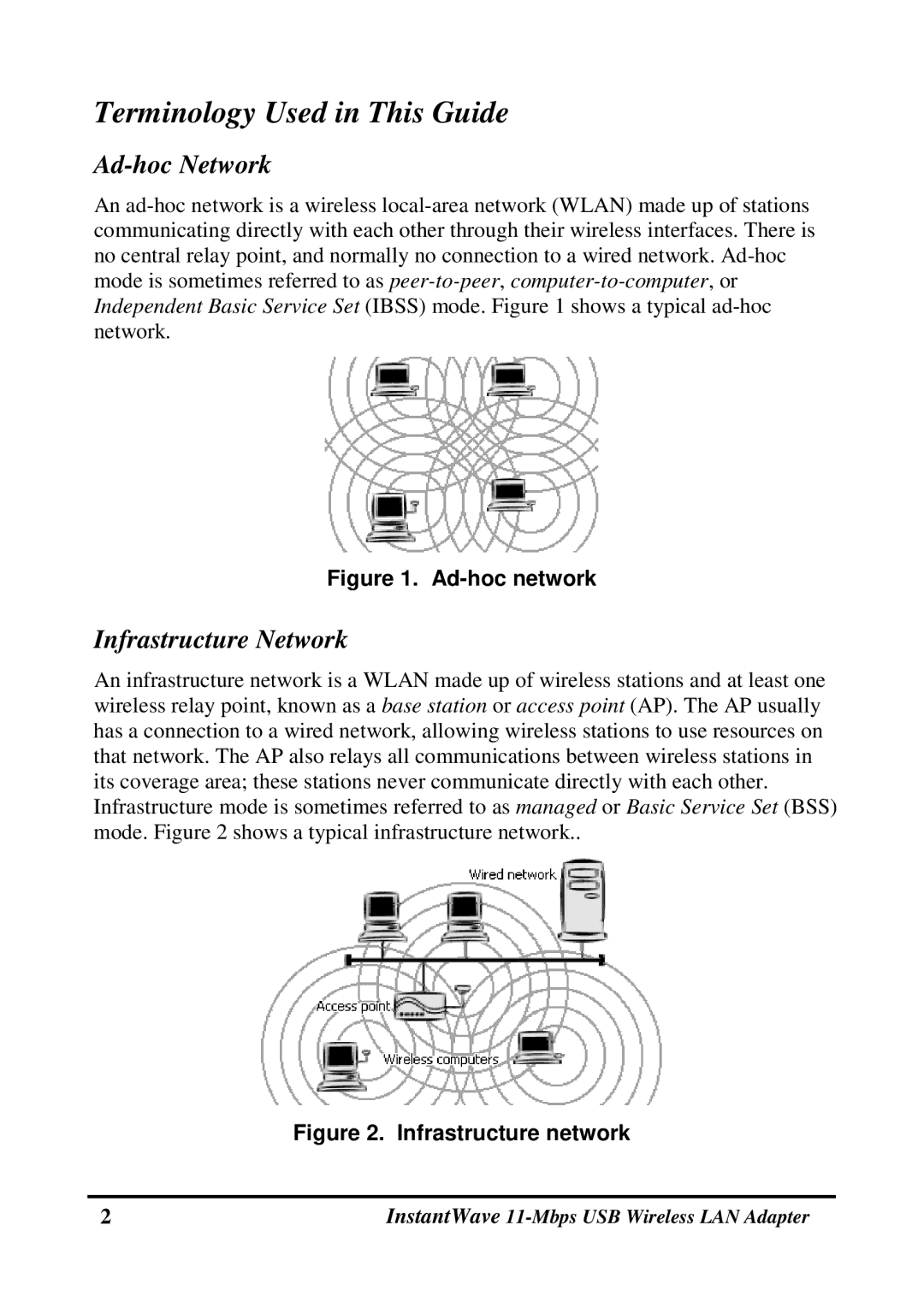 NDC comm NWH4020 manual Terminology Used in This Guide, Ad-hoc Network 