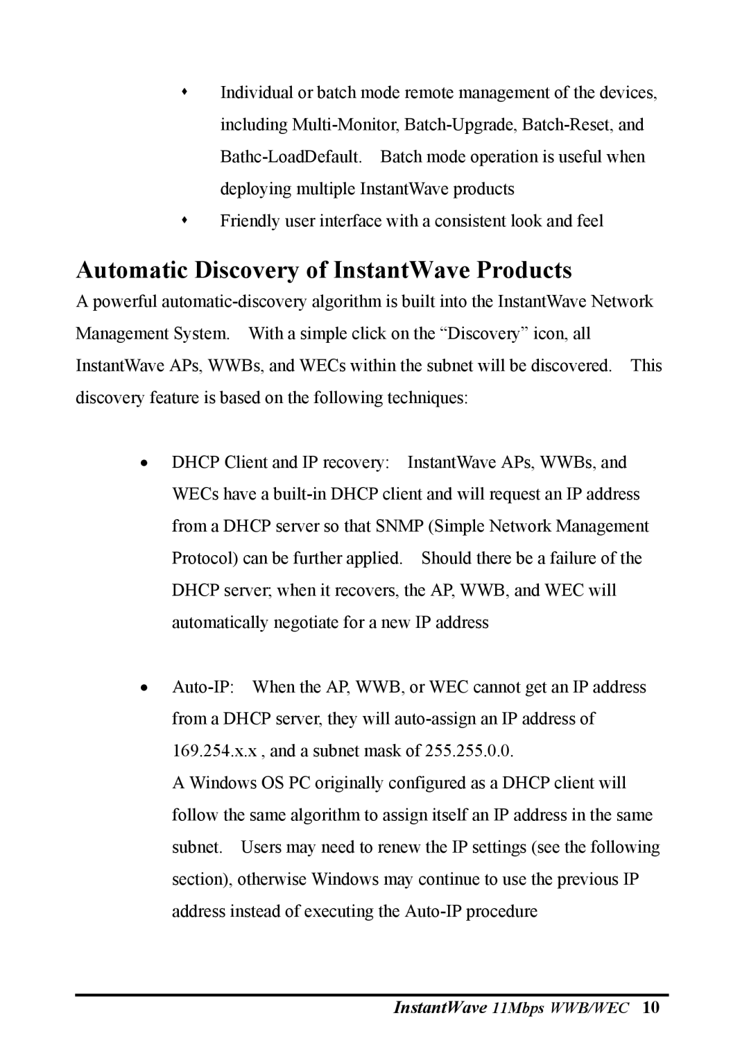 NDC comm NWH6210, NWH2610 manual Automatic Discovery of InstantWave Products 