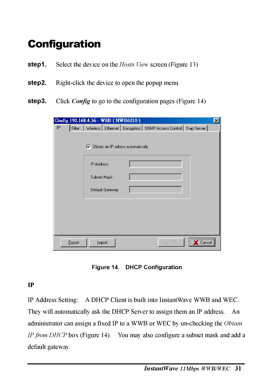 NDC comm NWH2610, NWH6210 manual Dhcp Configuration 