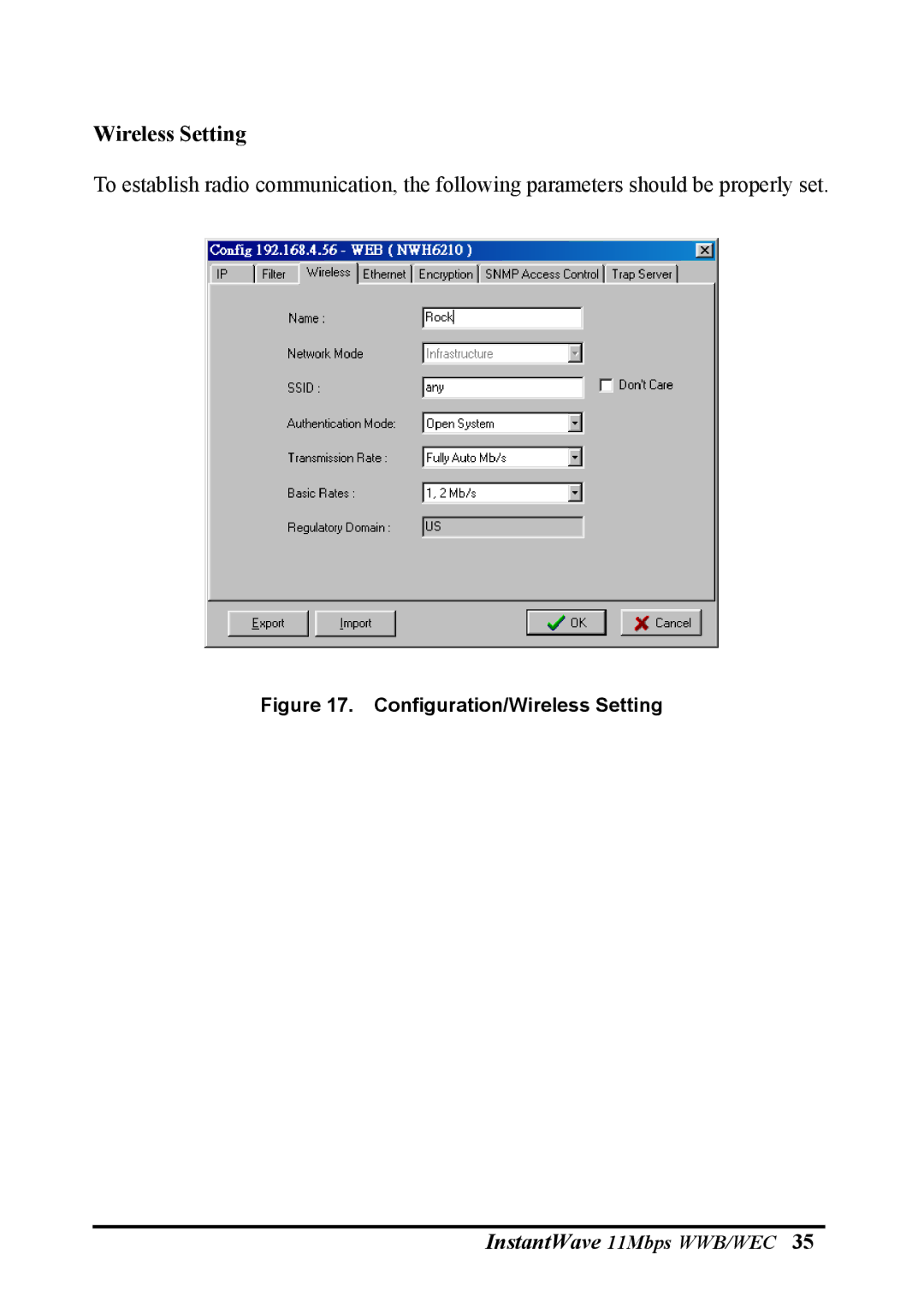 NDC comm NWH2610, NWH6210 manual Configuration/Wireless Setting 