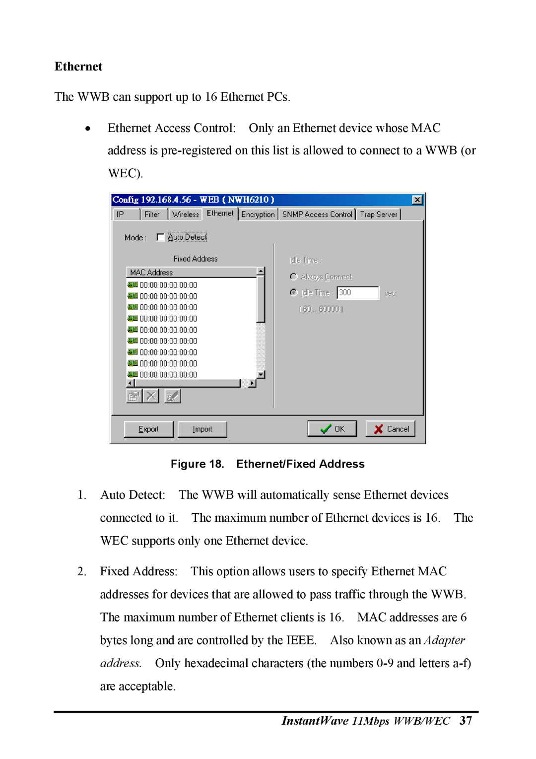 NDC comm NWH2610, NWH6210 manual Ethernet/Fixed Address 