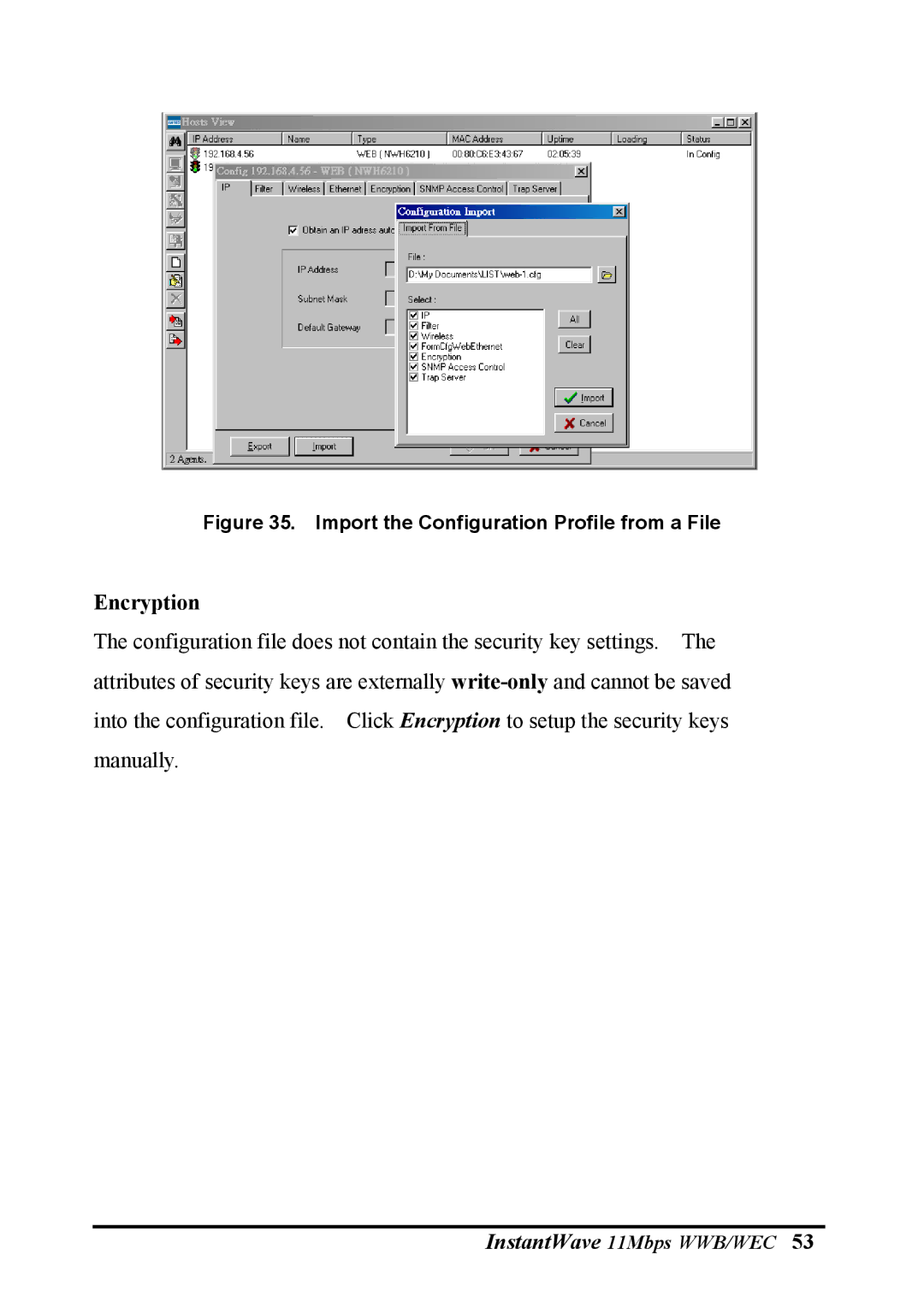 NDC comm NWH2610, NWH6210 manual Import the Configuration Profile from a File 