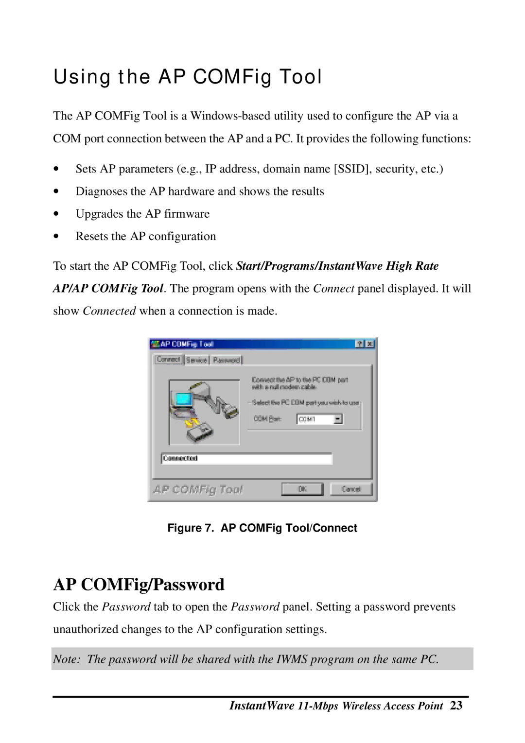 NDC comm NWH660 manual Using the AP COMFig Tool, AP COMFig/Password 