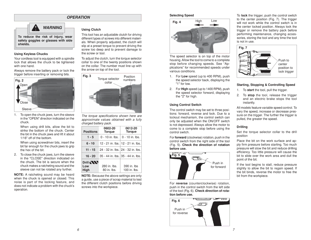 NEC 0612-20 manual Operation 