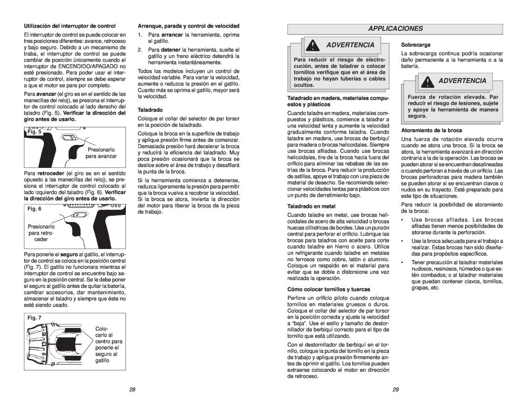 NEC 0612-20 manual Applicaciones, Advertencia, Utilización del interruptor de control 