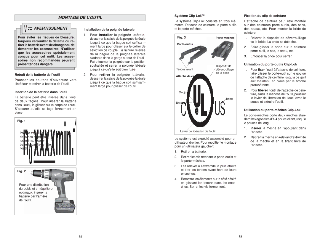 NEC 0724-20 manual Montage DE Loutil 