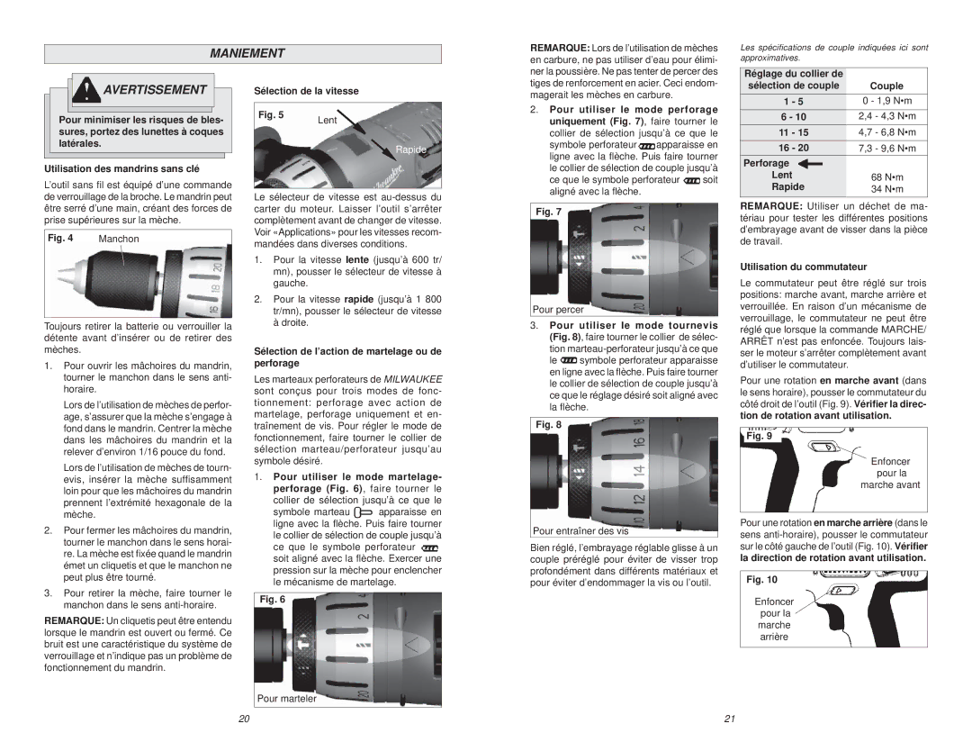 NEC 0724-20 manual Maniement 