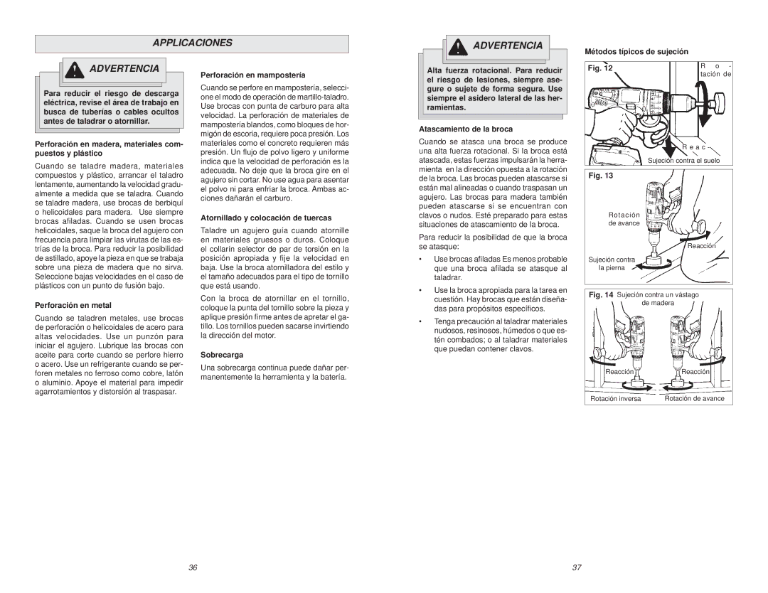 NEC 0724-20 manual Applicaciones Advertencia 