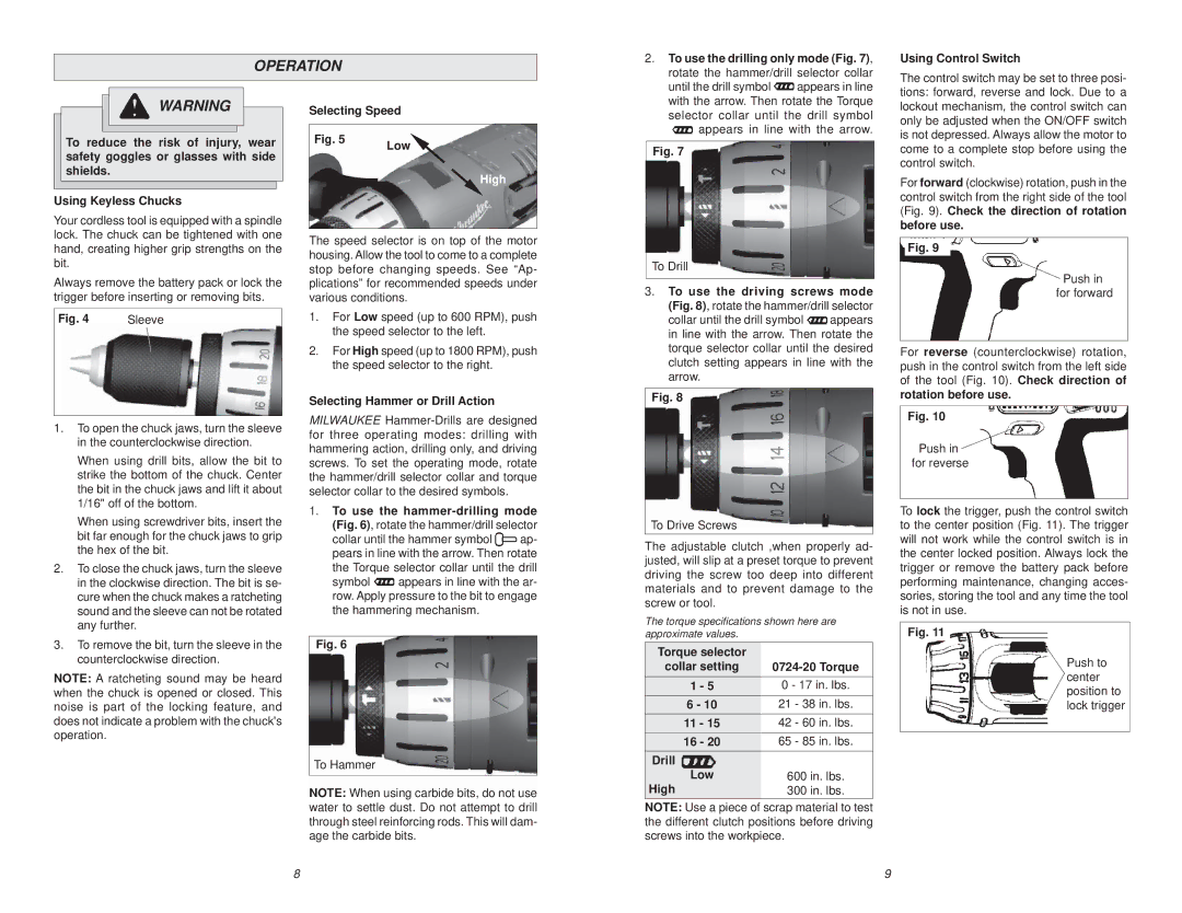 NEC 0724-20 manual Operation 