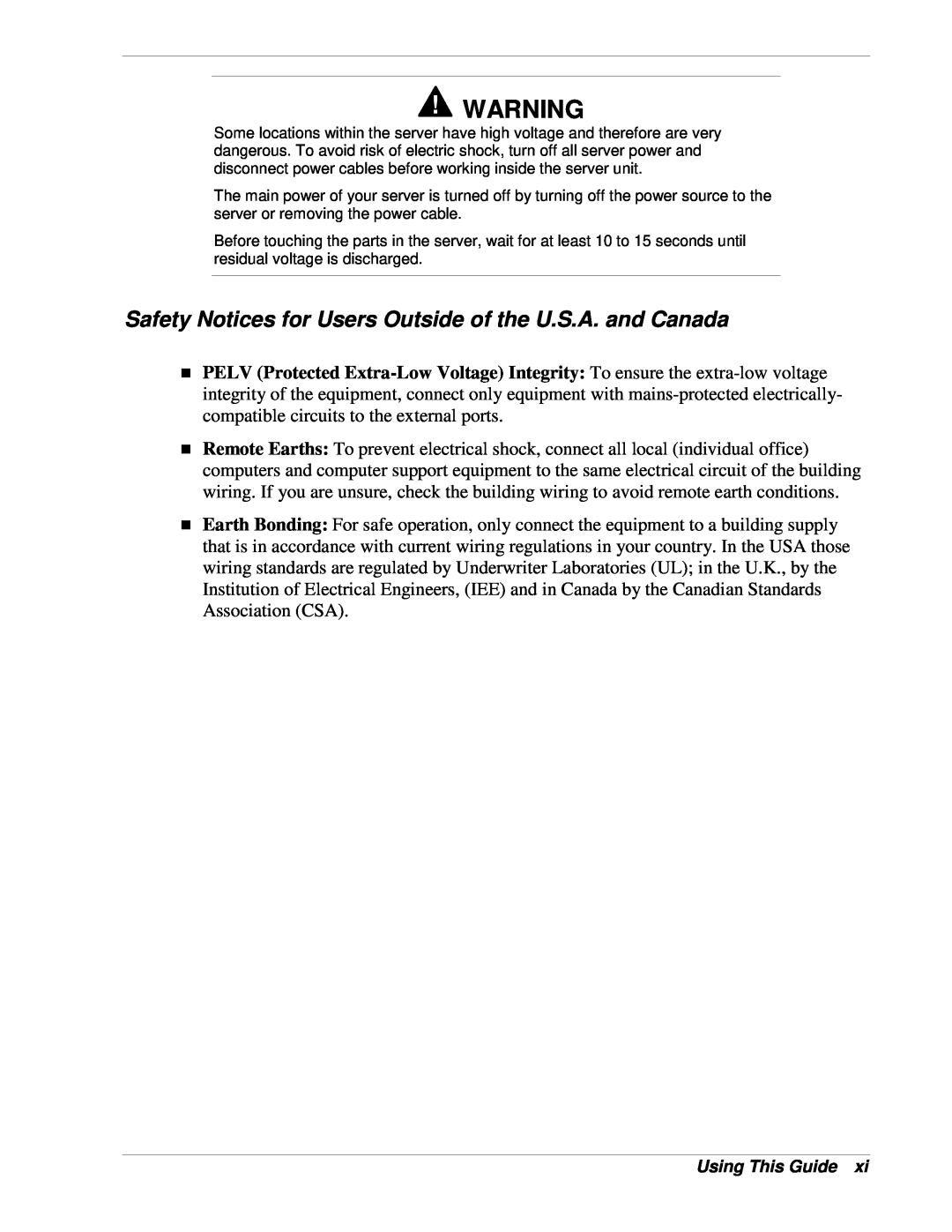 NEC 1080Xd manual Safety Notices for Users Outside of the U.S.A. and Canada 