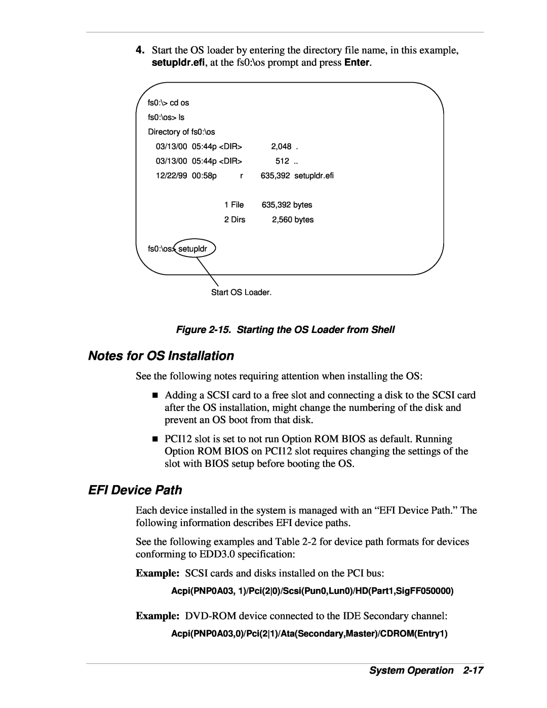 NEC 1080Xd manual Notes for OS Installation, EFI Device Path 