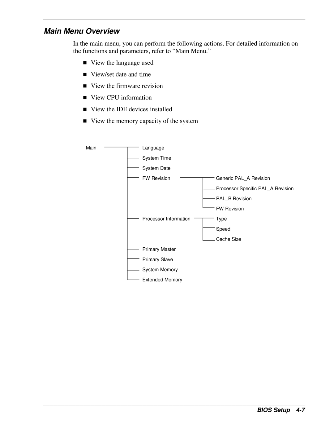 NEC 1080Xd manual Main Menu Overview 