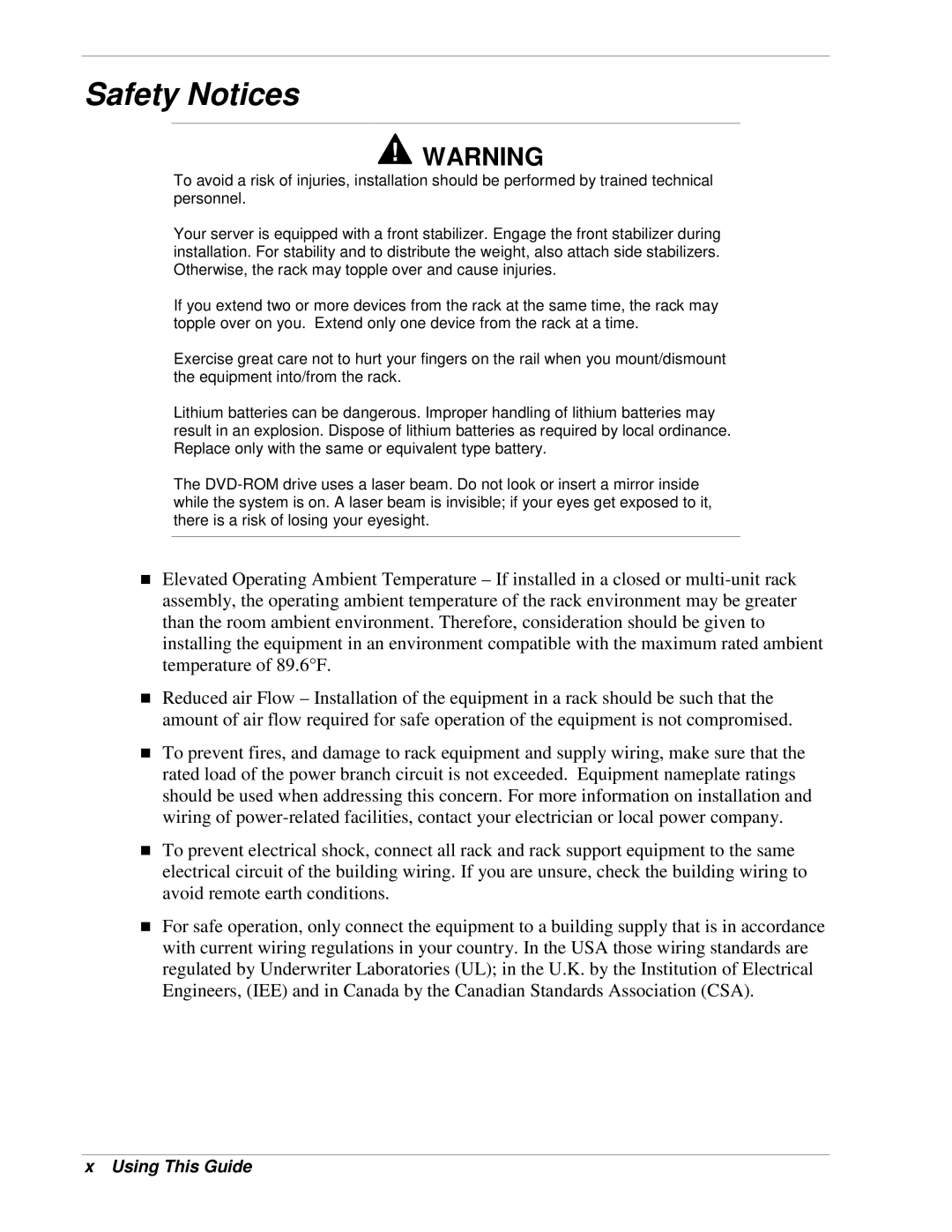 NEC 1080Xd manual Safety Notices 