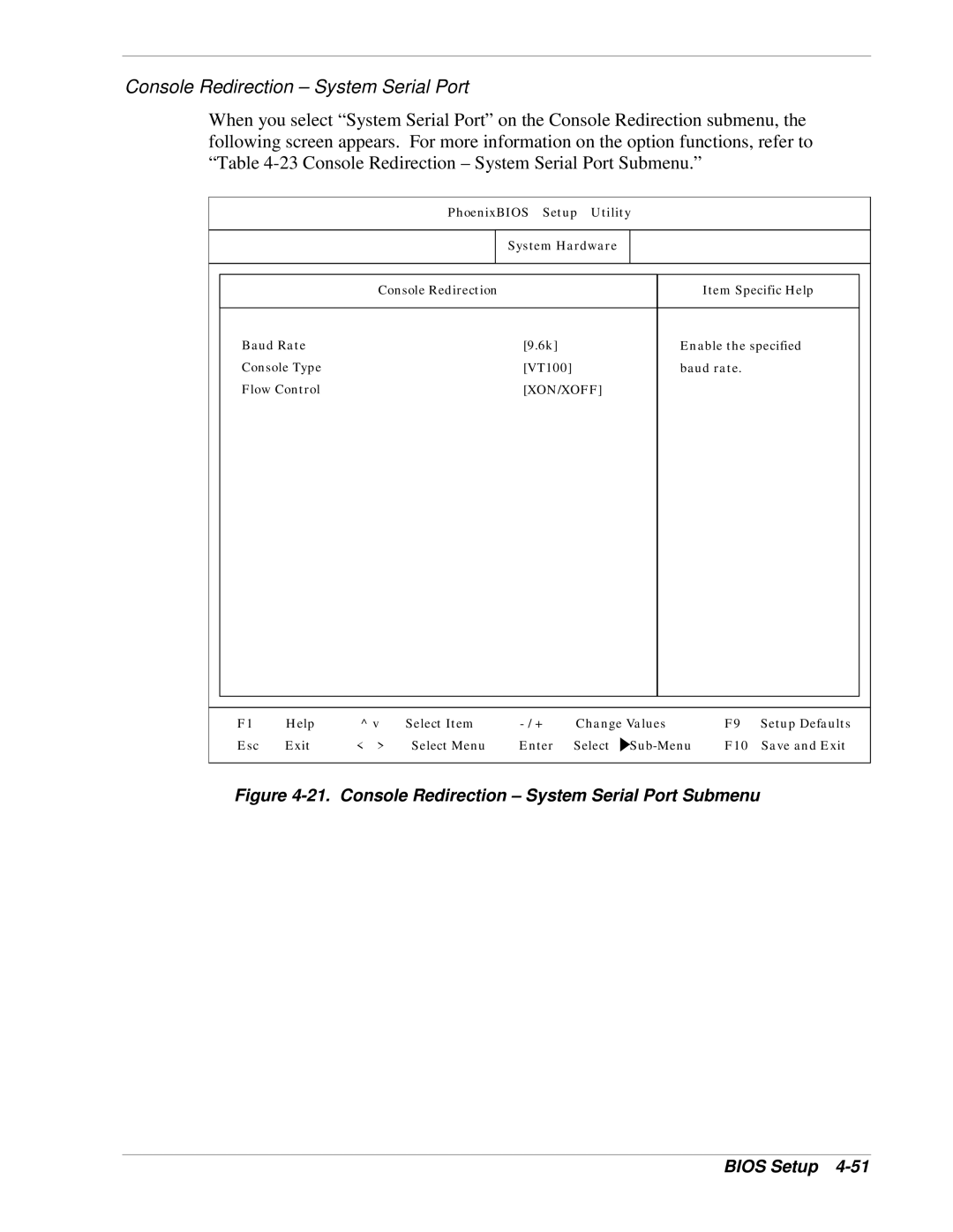 NEC 1080Xd manual Console Redirection System Serial Port, Xon/Xoff 