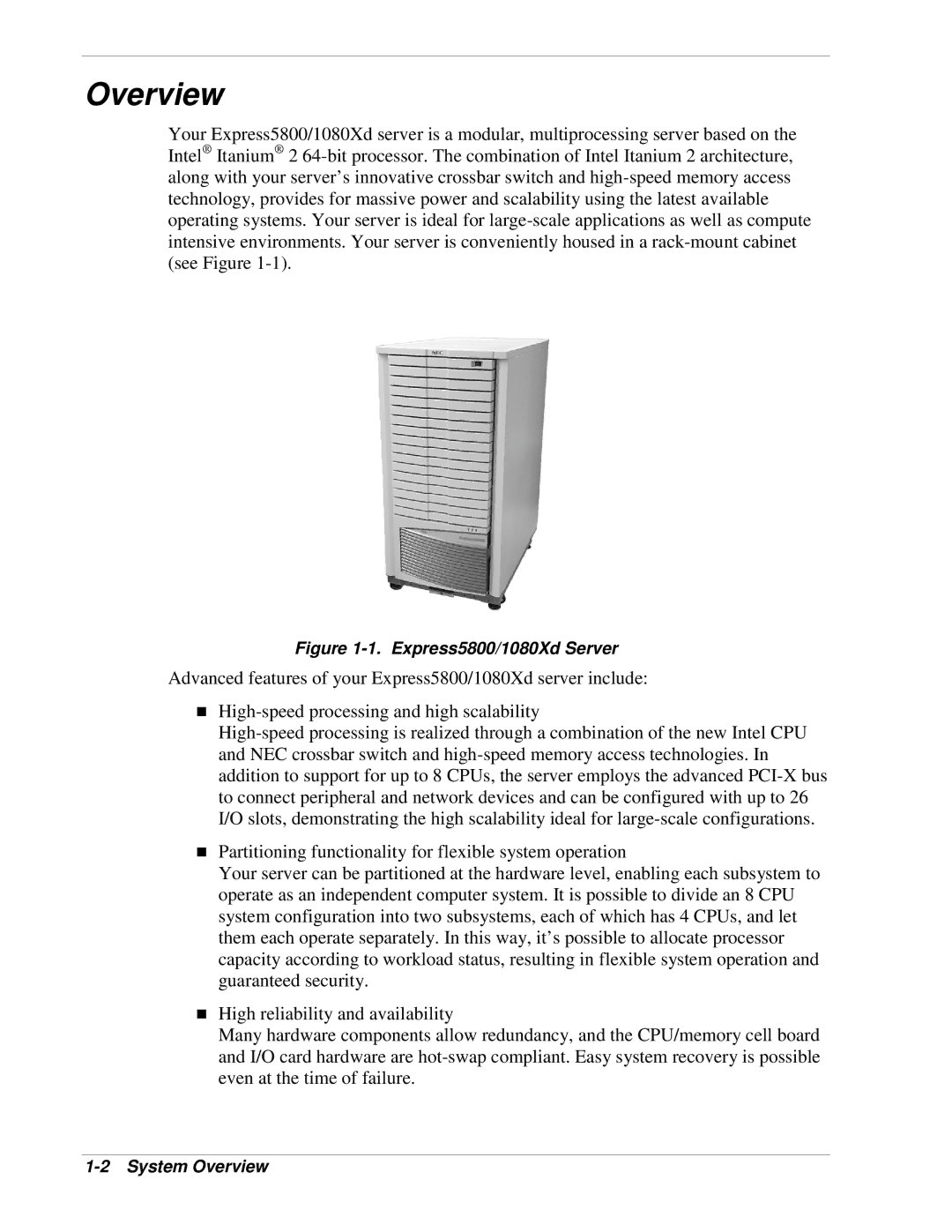 NEC 1080Xd manual System Overview 