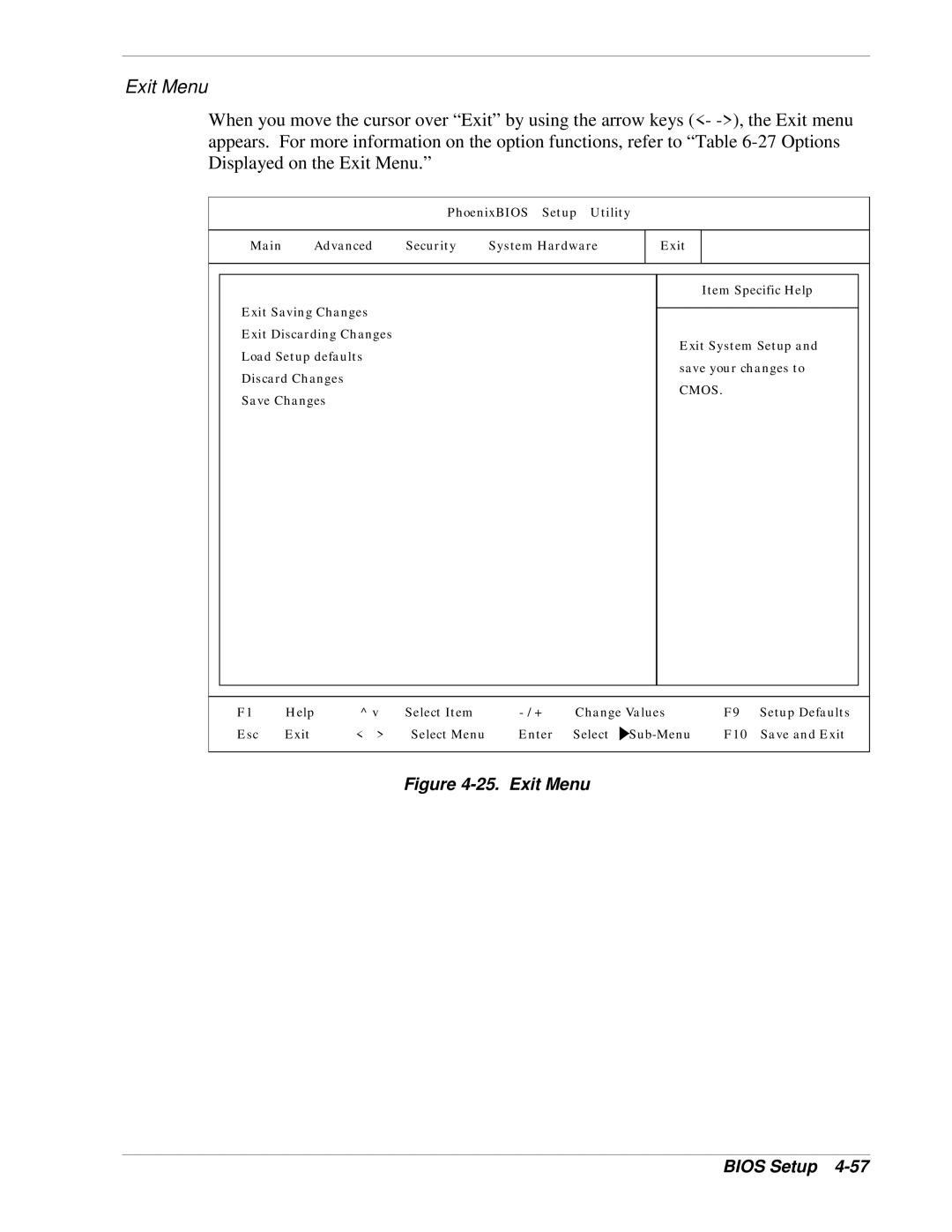 NEC 1080Xd manual Exit Menu Bios Setup 