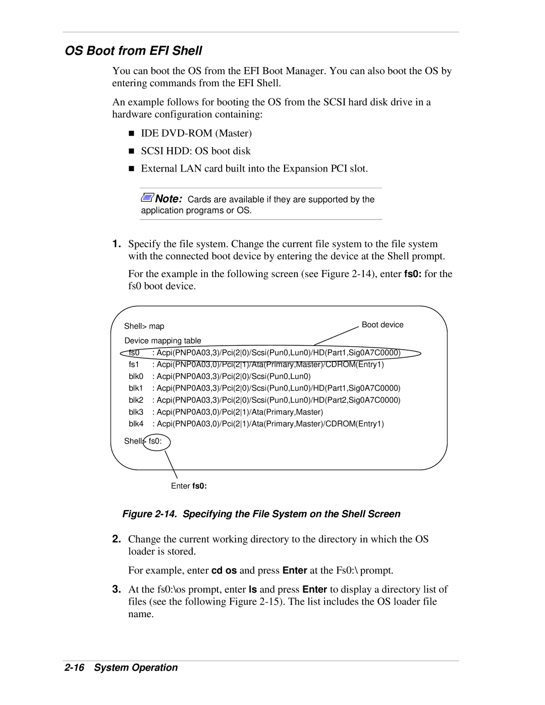 NEC 1080Xd manual OS Boot from EFI Shell, Specifying the File System on the Shell Screen 