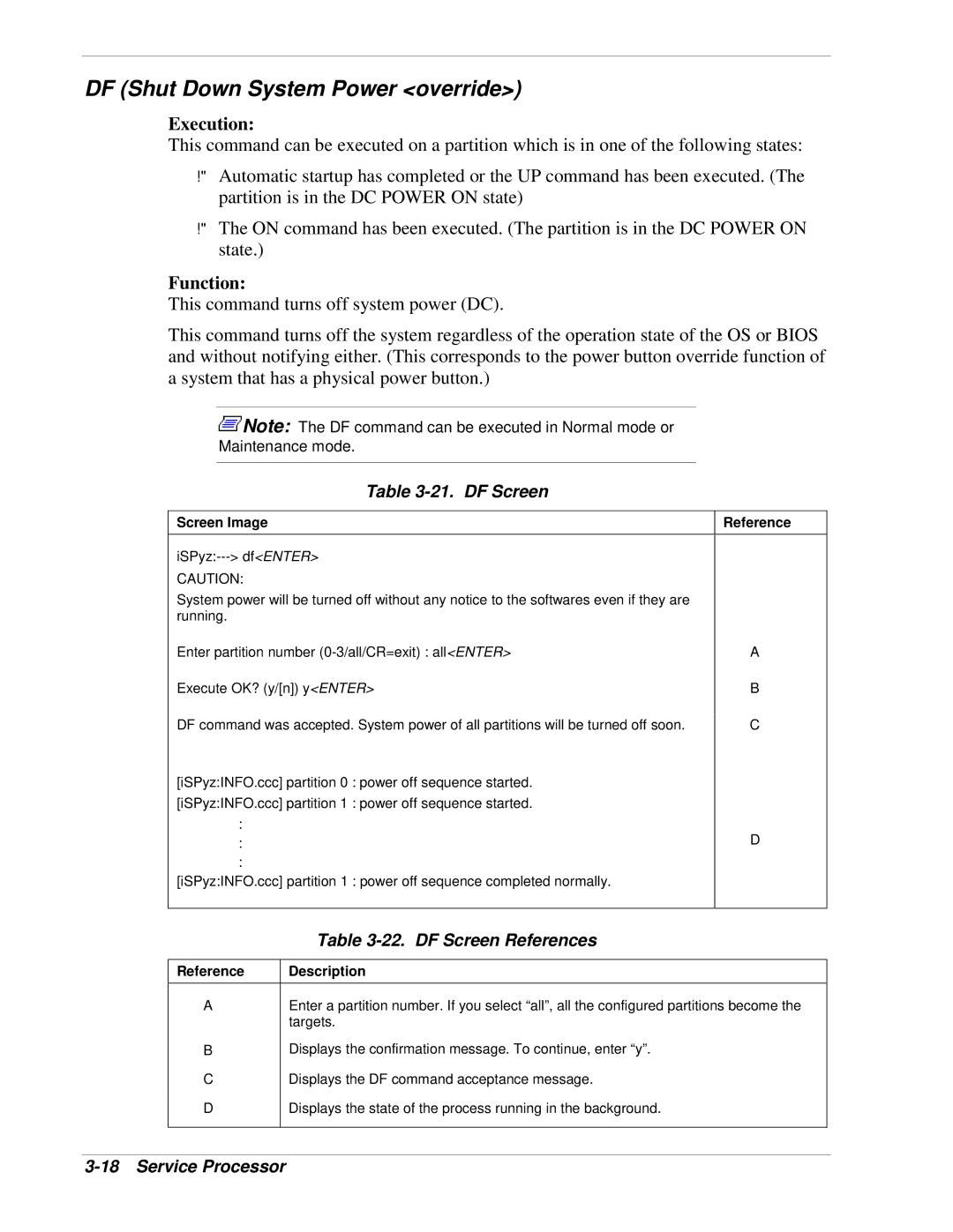 NEC 1080Xd manual DF Shut Down System Power override, DF Screen References 