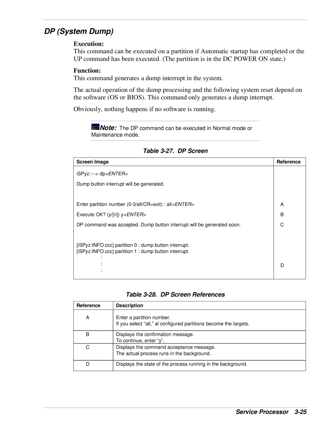 NEC 1080Xd manual DP System Dump, DP Screen References 