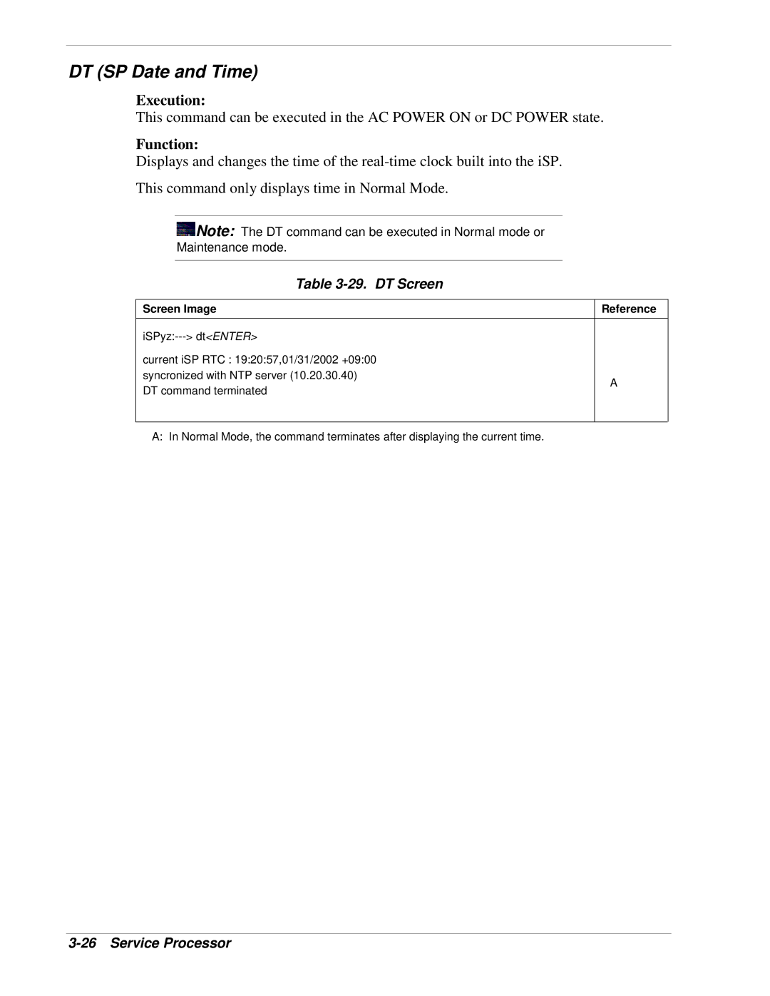 NEC 1080Xd manual DT SP Date and Time, DT Screen 