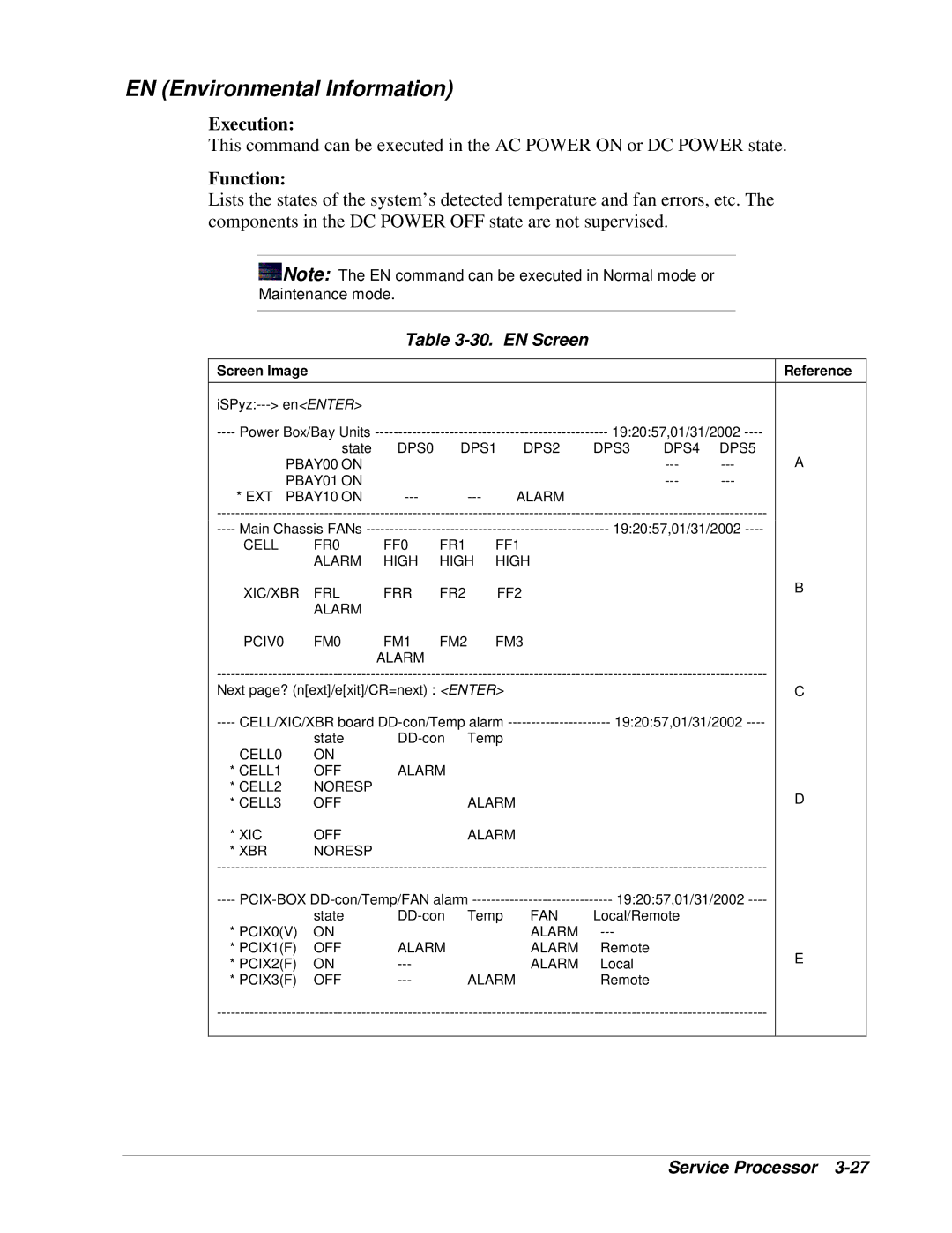 NEC 1080Xd manual EN Environmental Information, EN Screen, CELL0 CELL1 OFF Alarm CELL2 Noresp CELL3 XIC XBR, Fan 