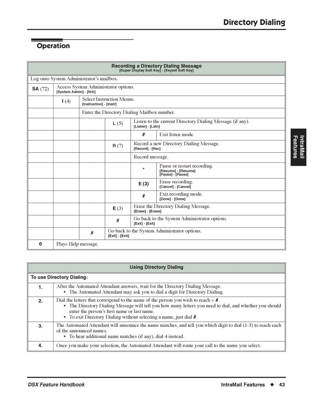 NEC 1093098 manual Recording a Directory Dialing Message, Using Directory Dialing To use Directory Dialing 