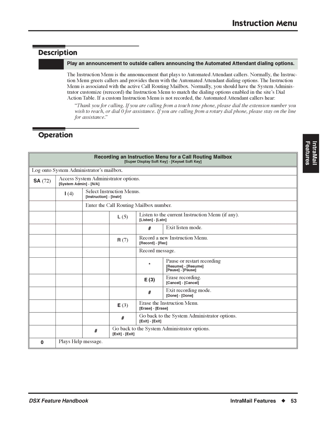 NEC 1093098 manual Recording an Instruction Menu for a Call Routing Mailbox 