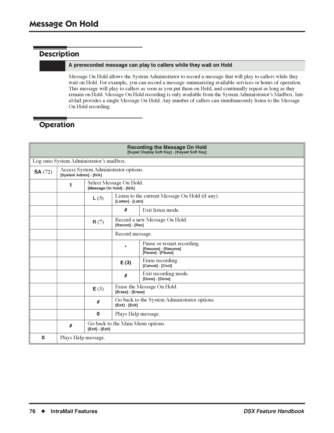 NEC 1093098 manual Recording the Message On Hold 