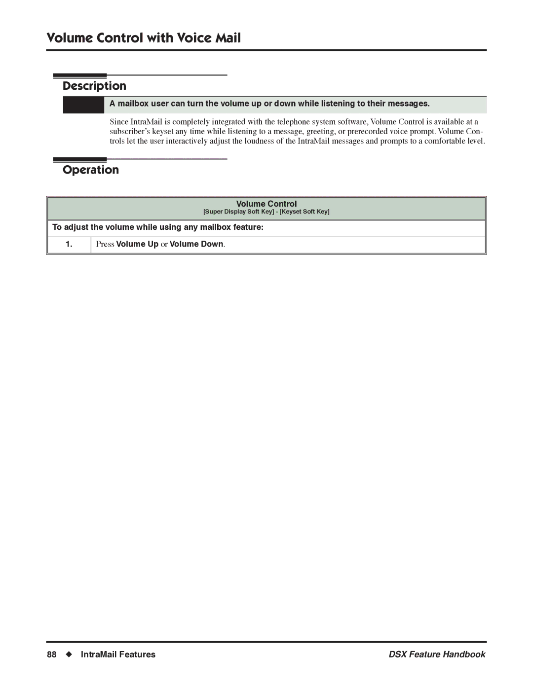 NEC 1093098 manual Volume Control with Voice Mail 