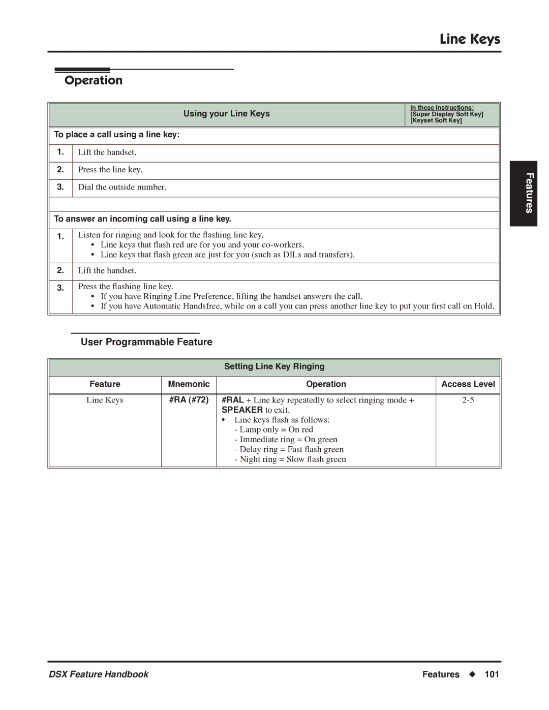 NEC 1093099 manual To place a call using a line key, To answer an incoming call using a line key 